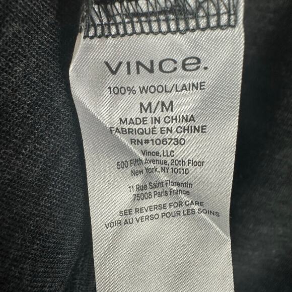 Vince Elbow Sleeve Turtleneck Wool Top Heather Charcoal Medium - Picture 4 of 12